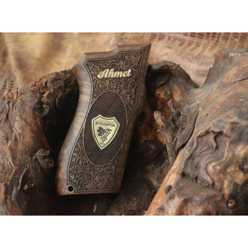 Smith Wesson 5904-5906 Wooden (Turkish Walnut) Brass Logo (Big) Handgun Grip