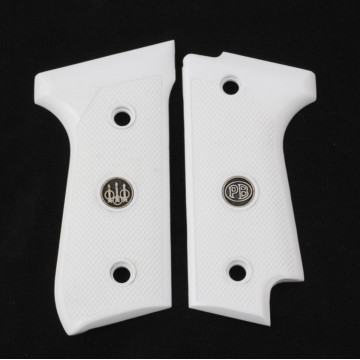 Beretta 92S (Acrylic White) Silver & Mine Logo Handgun Grip