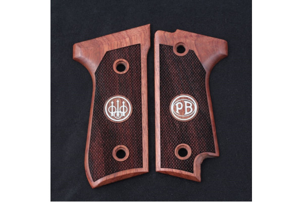 Beretta 92S Wooden (Rosewood) Silver Logo Handgun Grip