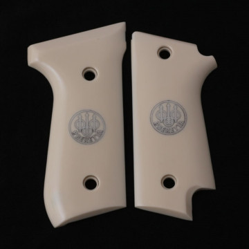 Beretta 92S Rare (Acrylic Ivory) Silver Logo Handgun Grip