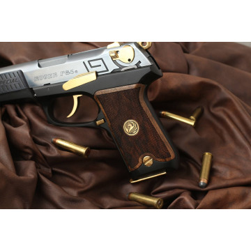 Ruger P85 - 89 Wooden (Turkish Walnut) Brass Logo Handgun Grip