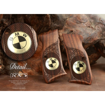 Sarsılmaz Kılınç 2000 Light, P8L Wooden (Turkish Walnut) Brass & Mine Logo Handgun Grip