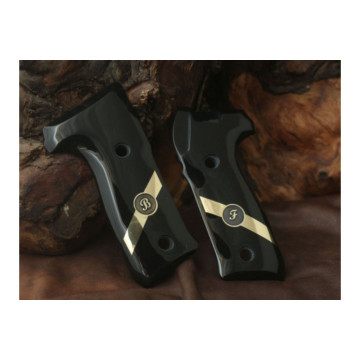 Astra A 90 (Acrylic Black) Brass Logo Handgun Grip
