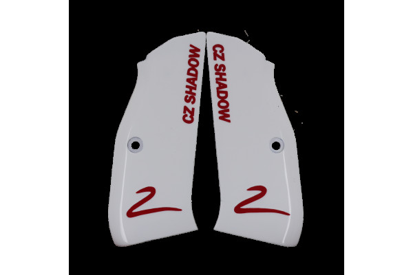 CZ SHADOW 2 White Acrylic Red Text Logo Pistol Grips Ksd Grips